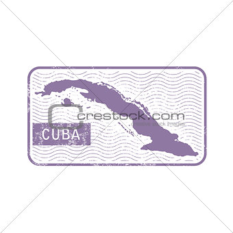 Stamp with contour of map of Cuba - contour of Cuba