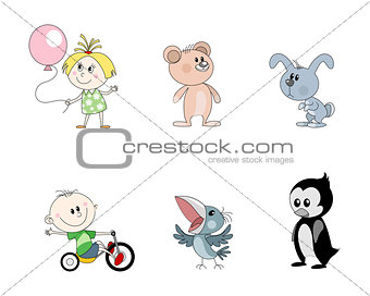Six children's characters