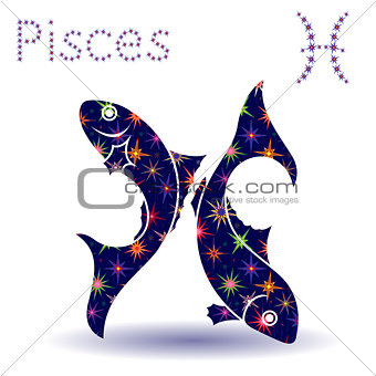 Zodiac sign Pisces stencil