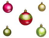 Colorful christmas balls. Set of isolated decorations. Vector illustration.