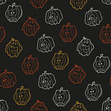 Seamless pattern for Halloween with pumpkins