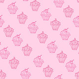Lovely cupcake dessert seamless background vector design