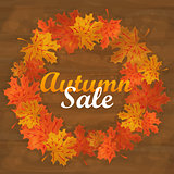 Autumn sale text banner with colorful seasonal fall leaves for shopping discount