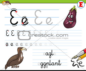 how to write letter E worksheet for kids