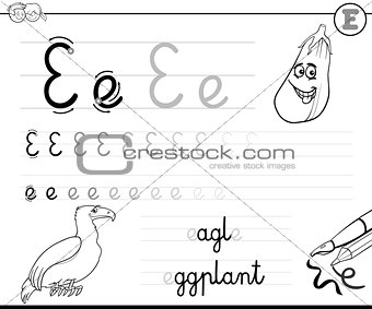 learn to write letter E workbook for kids