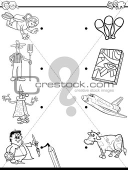 match people and objects coloring book