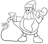 Santa Claus with sack of gifts coloring book