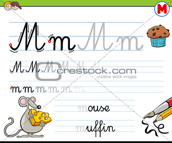 how to write letter M worksheet for kids
