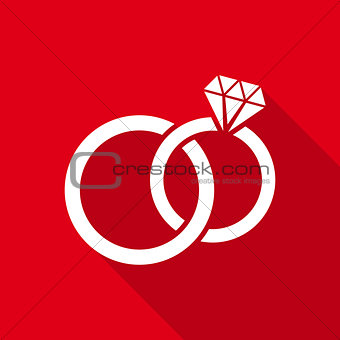 Vector wedding rings simple flat icon