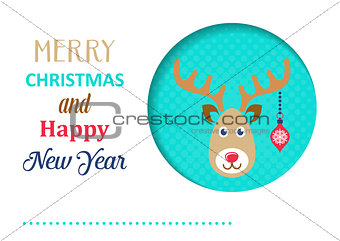 Funny vector christmas card with reindeer