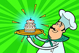 Chef cook character with cupcake