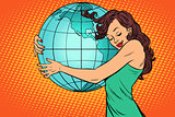 woman hugging the earth mainland America
