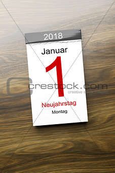 a calendar the 1st of January new year day text in german langua