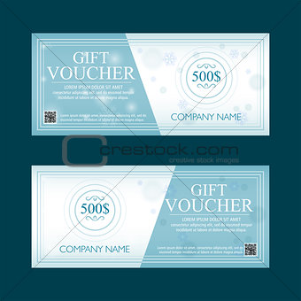 gift voucher 100 dollars, special winter present, two text labels