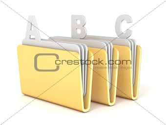 Three computer folder with ABC files 3D