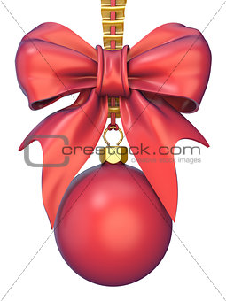 Red Christmas ball with ribbon and a bow 3D