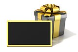 Black elegant Gift box with black blank gift card. 3D