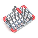 Steel wire shopping basket cartoon icon 3D