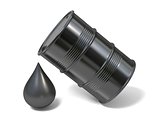 Black barrel and giant oil drop icon 3D