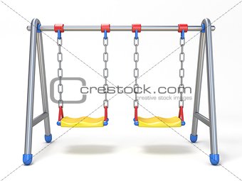 Double children swing front view 3D