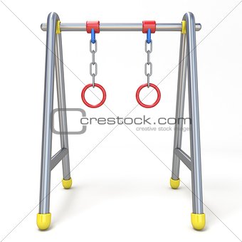 Children swing with metal rings front view 3D