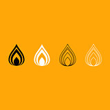Fire black and white set icon.