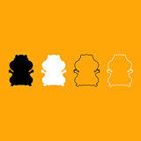 Hamster silhouette black and white set icon.