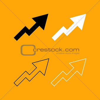 Chart of growth black and white set icon.