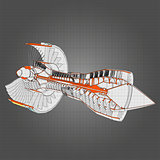 Turbo jet engine aircraft. Vector line illustration.