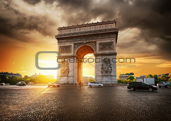Cloudy sky and Arc de Triomphe