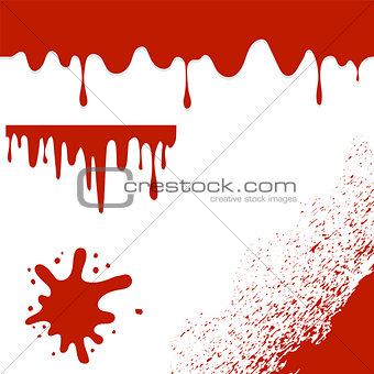 Set of Blood Blots Isolated on White Background