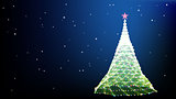 Card with christmas tree star and snowfake. Vector
