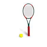 Tennis racket and ball isolated on white Vector illustration