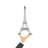 Eiffel tower and hand