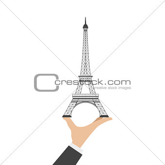 Eiffel tower and hand