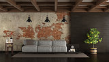 Dark living room in rustic style