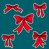 Doodle red gift bows for christmas or birthday