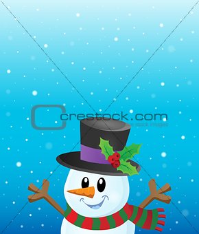 Lurking snowman in snowy weather theme 1