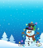 Snowman with Christmas lights image 4