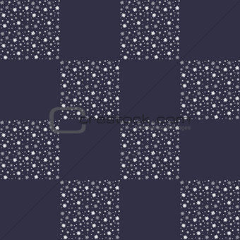 Winter seamless background with flat white snowflakes on a gray