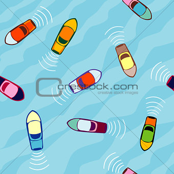 Aerial view of boats, seamless pattern