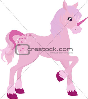 Pink Cartoon magic unicorn.