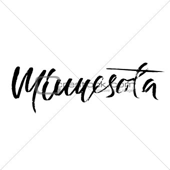 Minnesota. Modern dry brush lettering. Retro typography print. Vector handwritten inscription. USA state.