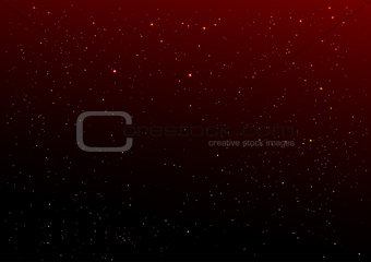 Dark red night sky and gold stars background