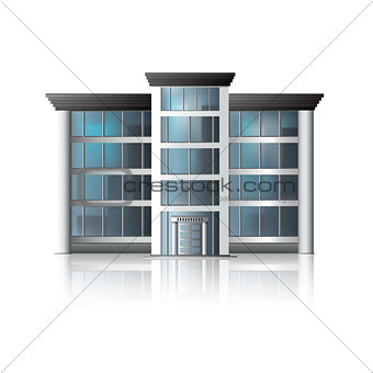 office building with entrance and reflection