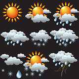weather icons  sun, rain, snow, storm, clouds