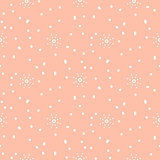 Snowflake pink winter seamless vector pattern.
