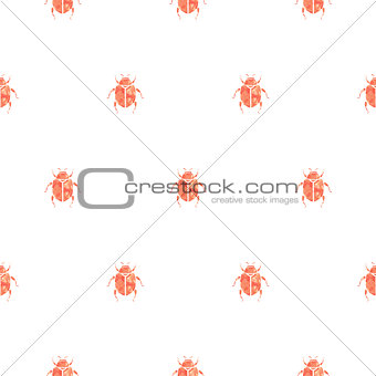 Beetle rose gold and white vector seamless pattern for print.