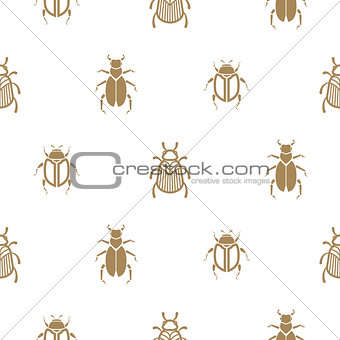 Beetle gold and white vector seamless pattern for print.