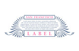 Vintage gold hipster label with lettering San Francisco. Logo template for your sign, poster, clothing, badge